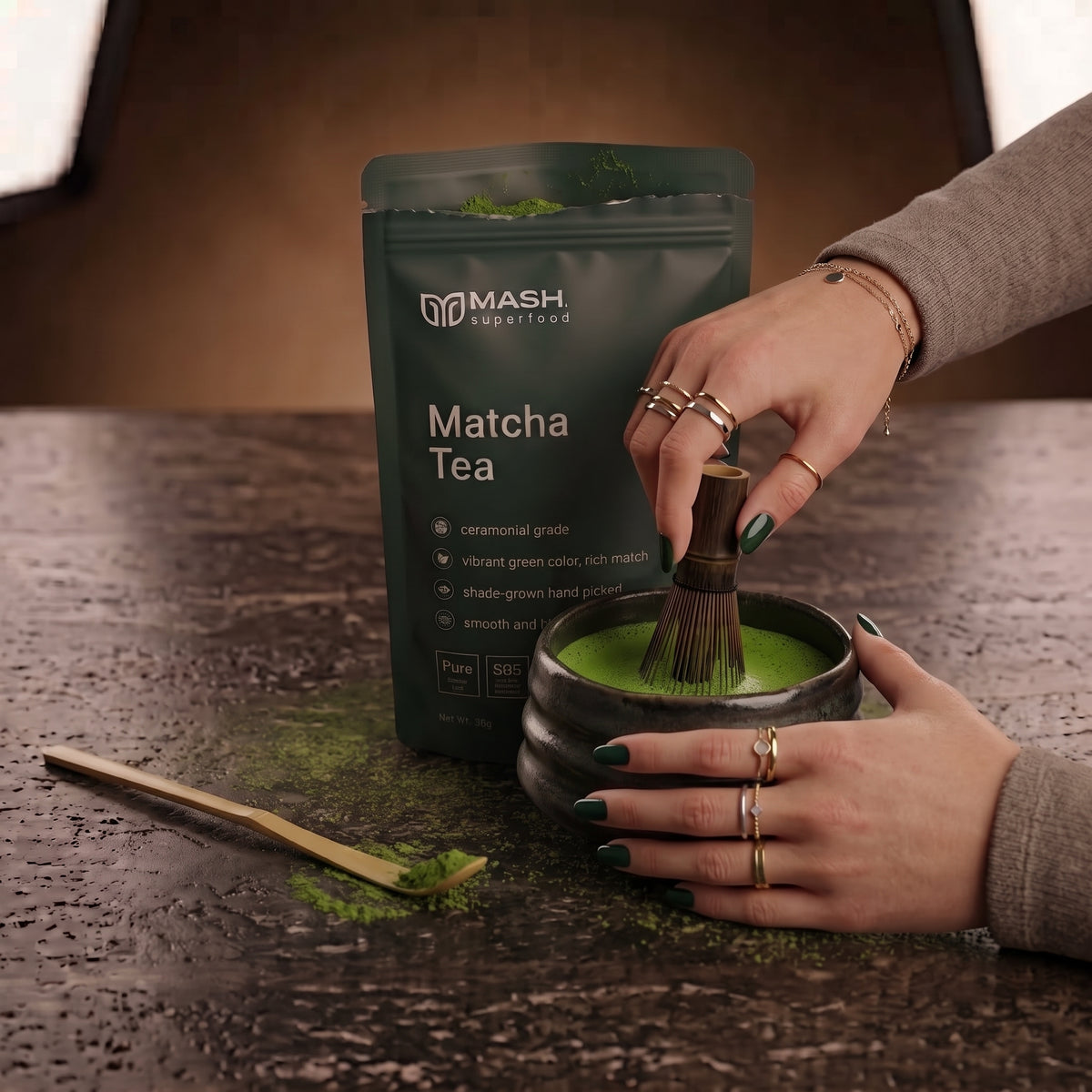 MASH® Matcha Ceremonial Quality - Pure Organic Tea 50gr | Keto & Vegan Friendly