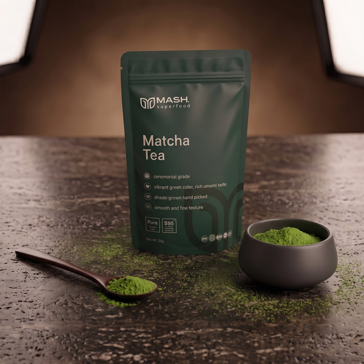 MASH® Matcha Ceremoniële Kwaliteit - Pure Biologische Thee 50gr | Keto- & Veganistisch