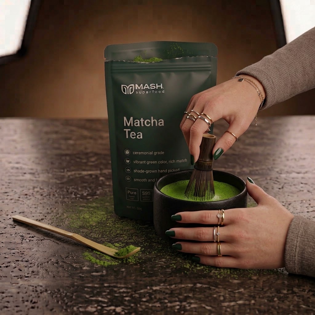 MASH® Matcha Ceremoniële Kwaliteit - Pure Biologische Thee 50gr | Keto- & Veganistisch