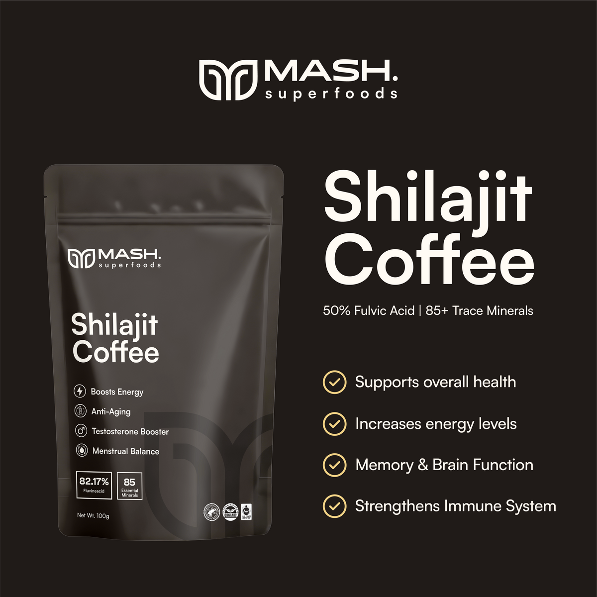 ÉCRASER. Café Shilajit | Résine Shilajit pure de l’Himalaya